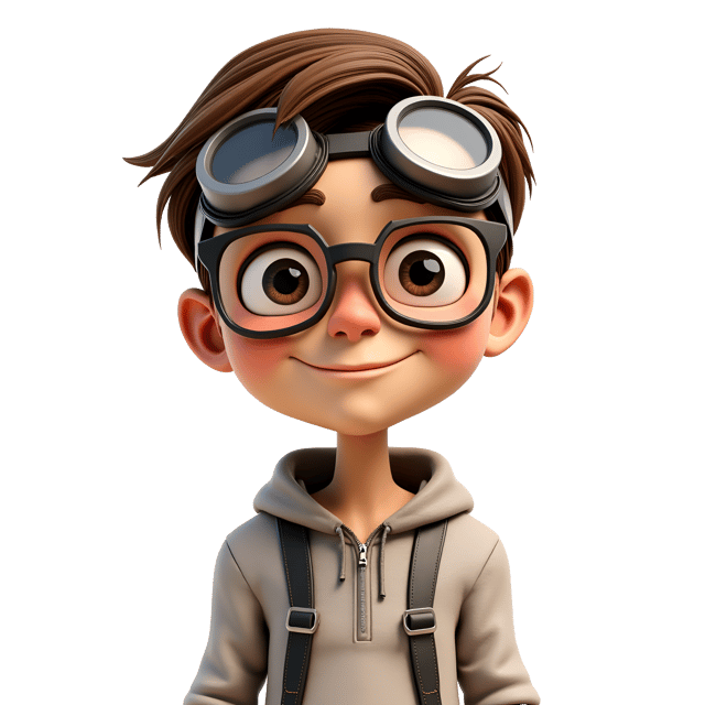 Free transparent PNG: Witty Humanoid Inventor with Goggles - Realistic Illustration