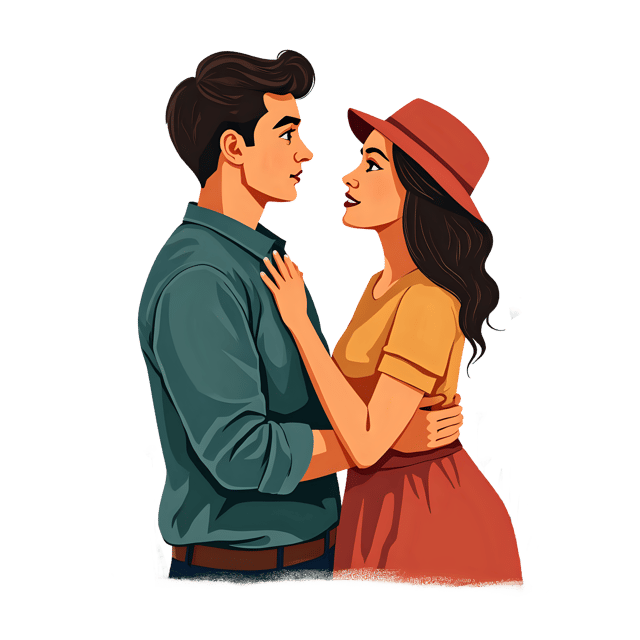 Free transparent PNG: Couple Looking at Each Other PNG  Ideal for Relationship, Love  Romantic Decor