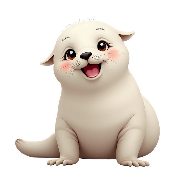 Free transparent PNG: White-Furred Furry Sea Lion PNG with Playful Brown Eyes for Animal Art and Designs