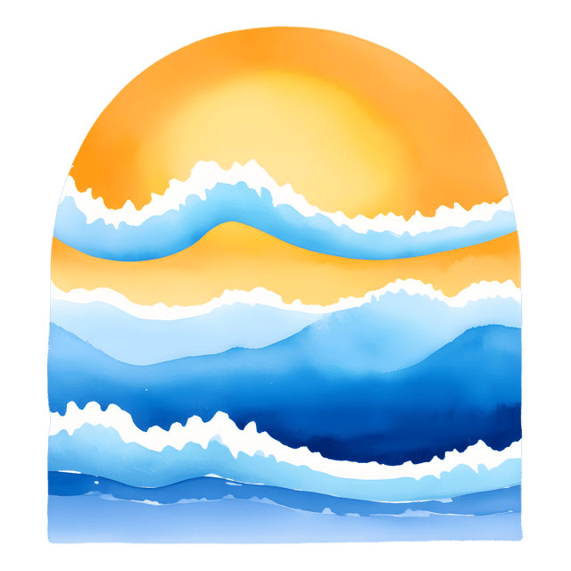 Free transparent PNG: Golden Sunrise Over Vivid Blue Waves PNG for Coastal Art and Decor