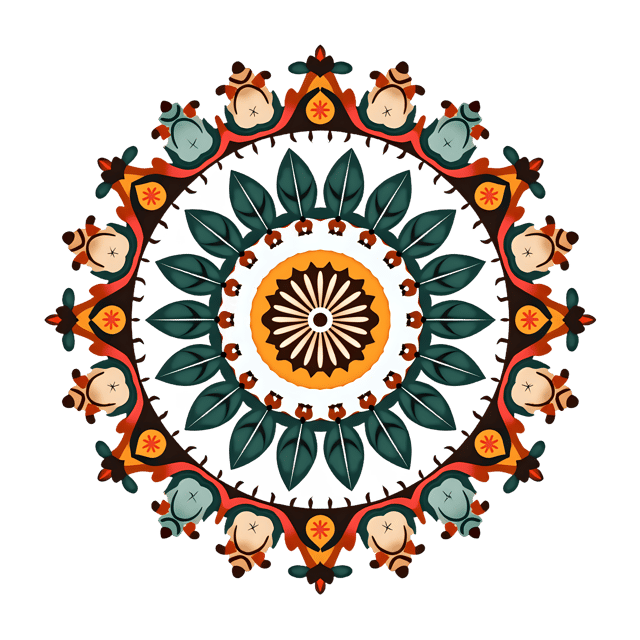 Free transparent PNG: Whimsical Symmetrical Mandala with Playful Animalistic Elements