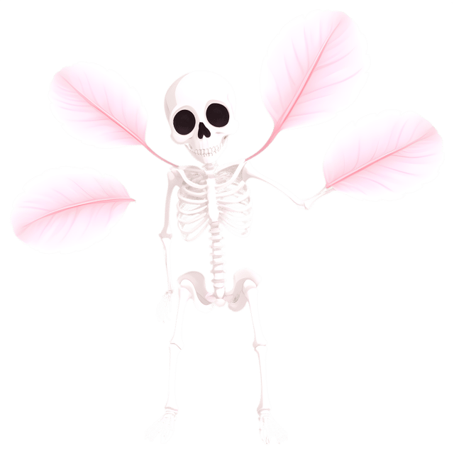 Free transparent PNG: Ethereal Petals Over Detailed Skeletal Structure - Transparent PNG