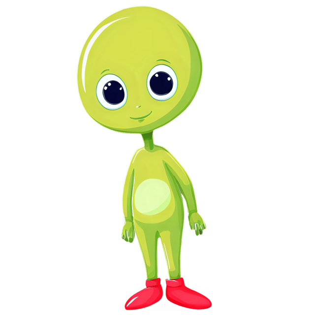 Free transparent PNG: Cute Cartoon Alien Illustration for Kids and Creative Projects