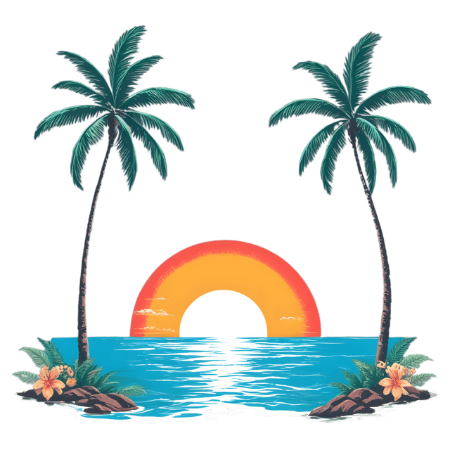 Free transparent PNG: Tropical Paradise with Palm Trees Transparent PNG for Tropical Decor