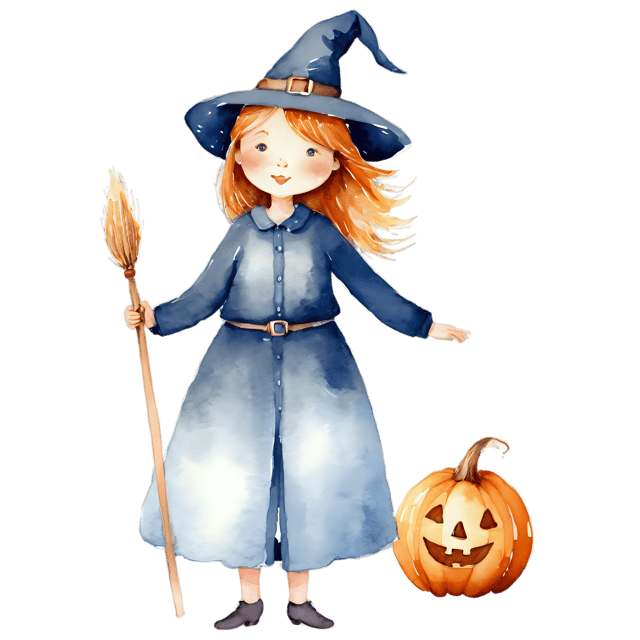 Free transparent PNG: Witch Watercolor Illustration – Transparent PNG for Halloween Decor & Crafts