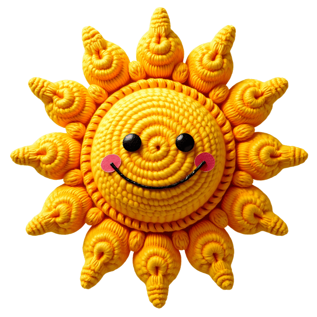 Free transparent PNG: Crocheted Sun with Rays PNG Image for Crafting and Decorative Uses