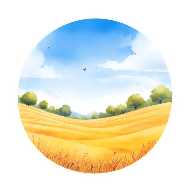 Free transparent PNG: Golden Fields with Circular Horizon in Clear Blue Sky PNG Background