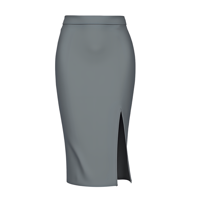 Free transparent PNG: Gray Pencil Skirt with High Slit PNG Illustration for Fashion and Art Design