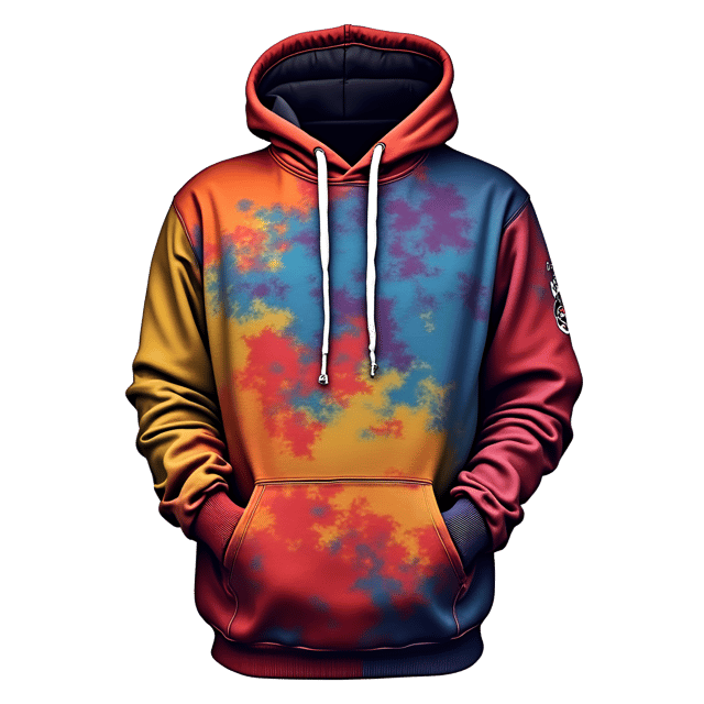 Free transparent PNG: Colorful Graphic Print Hoodie Illustration with Realistic Design