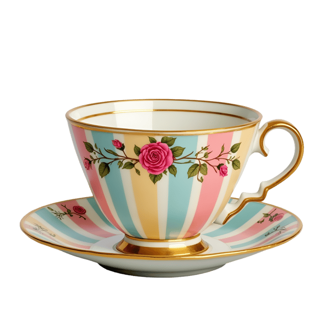 Free transparent PNG: Regency Stripe Tea Cup  Elegant Pastel Clipart, free downloadable png