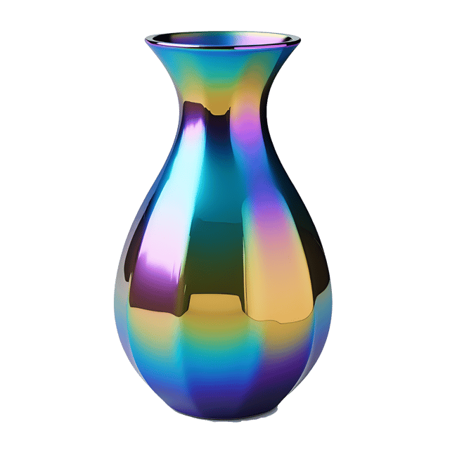 Free transparent PNG: Iridescent Glass Vase PNG with Colorful Faceted Surface
