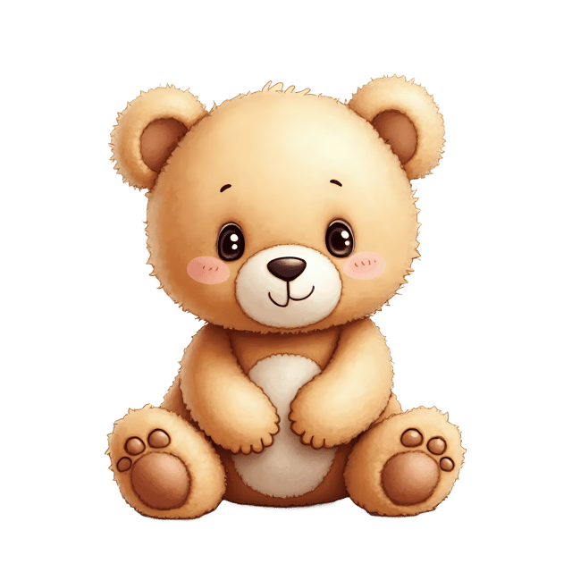 Free transparent PNG: Soft Baby Bear Cub Plush Toy with Big Innocent Eyes - PNG Format