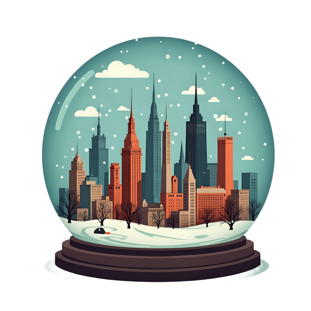 Free transparent PNG: Cityscape Snow Globe PNG Illustration for Winter and Holiday Themes
