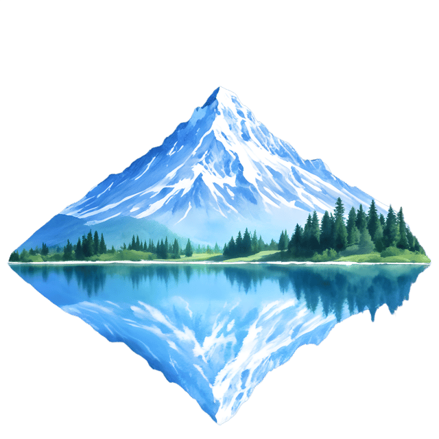 Free transparent PNG: Serene Lake with Mountain Peaks Reflection PNG