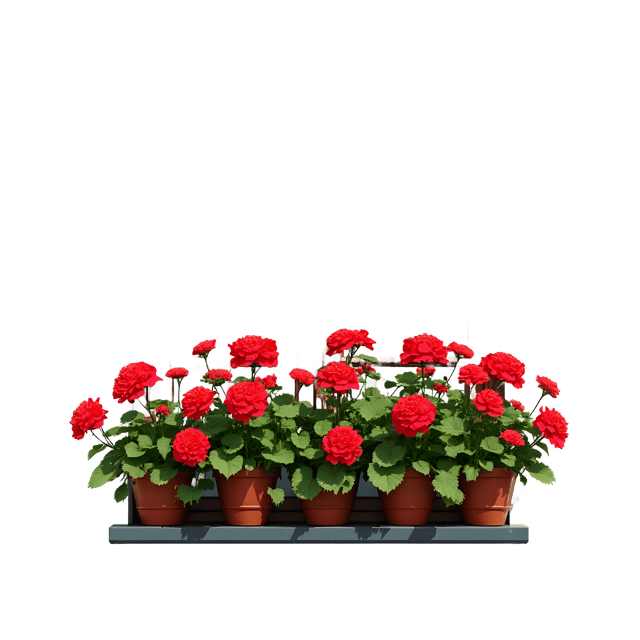Free transparent PNG: Red Geraniums on Windowsill Transparent Background PNG