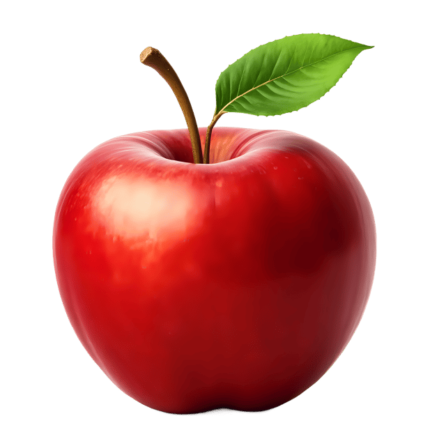 Free transparent PNG: Round Red Apple PNG with Green Stem on Transparent Background
