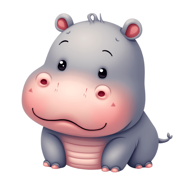 Free transparent PNG: Hippopotamus Cartoon Watercolor Illustration with Smooth Pinkish-Gray Skin and Wide Mouth