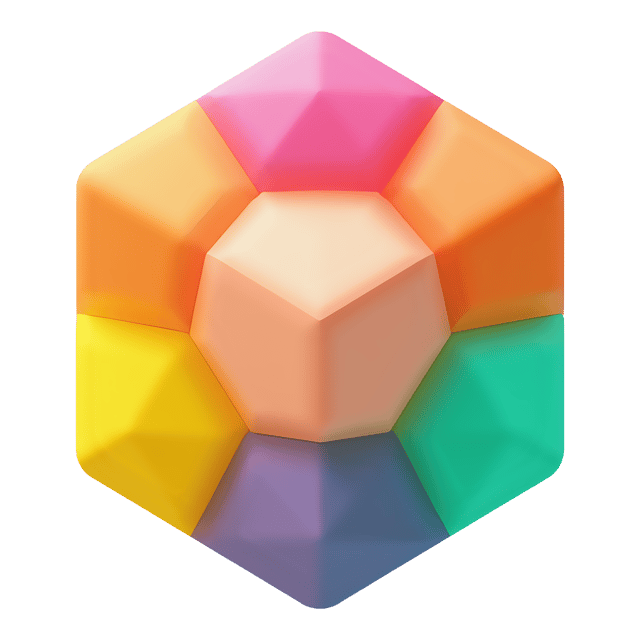 Free transparent PNG: Radiant 3D Hexagon with Vibrant Colors and Transparent Background