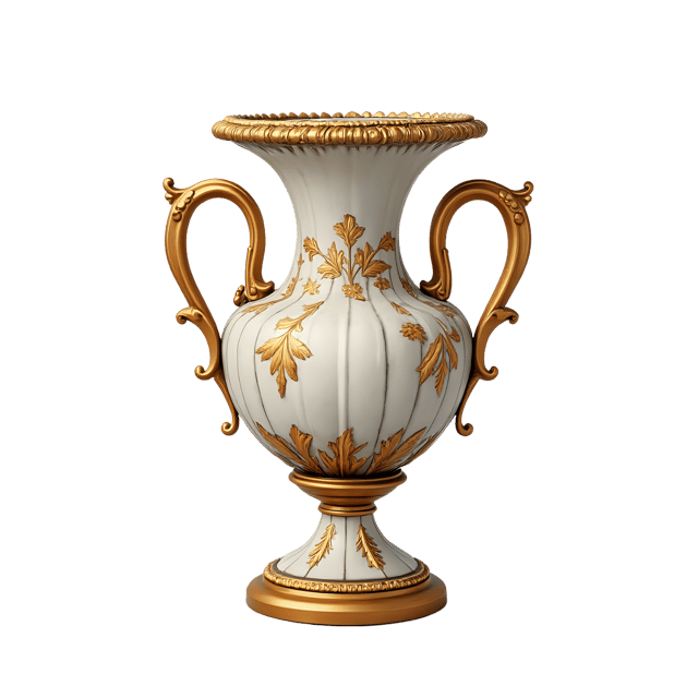 Free transparent PNG: Graceful Antique Vase with Gold Accents PNG