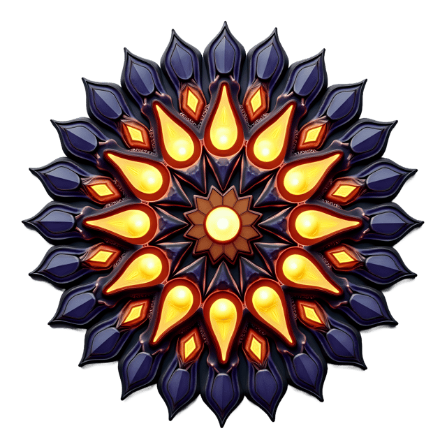 Free transparent PNG: Symmetrical Mandala with Glowing Gemstones PNG Design for Art and Decor