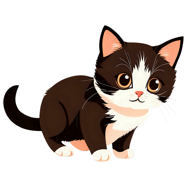 Free transparent PNG: Cute Kitten Cartoon Illustration with Transparent Background