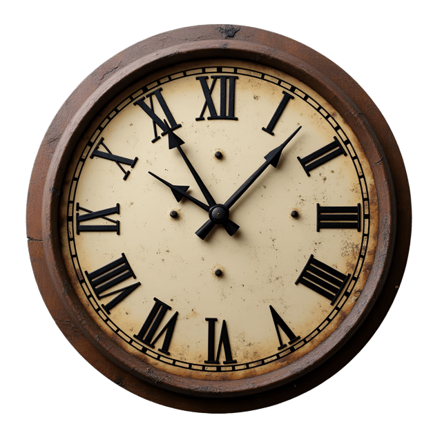 Free transparent PNG: Rustic Iron Clock with Weathered Face and Wooden Frame