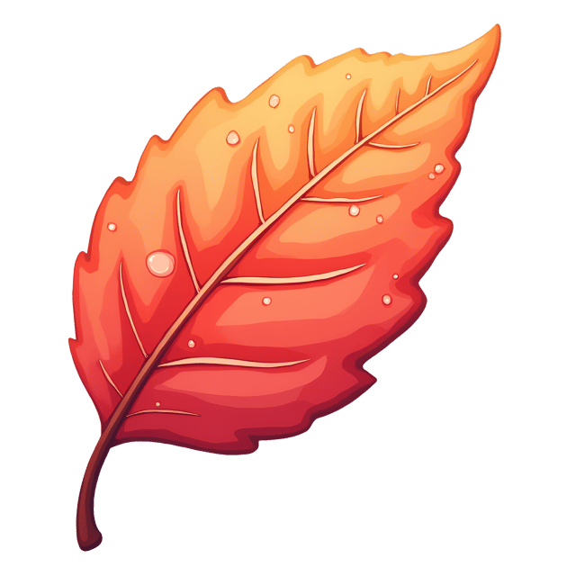 Free transparent PNG: Coral Red Liquid Amber Leaf Watercolor Illustration with Dew Drops