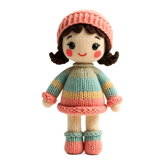 Free transparent PNG: Pastel Knitted Doll PNG with Transparent Background for Crafting and Decor