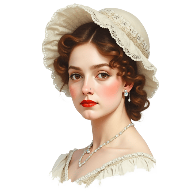 Free transparent PNG: Victorian Woman Portrait  Lace Bonnet, Pearl Earrings, Free Pastel Painting png download