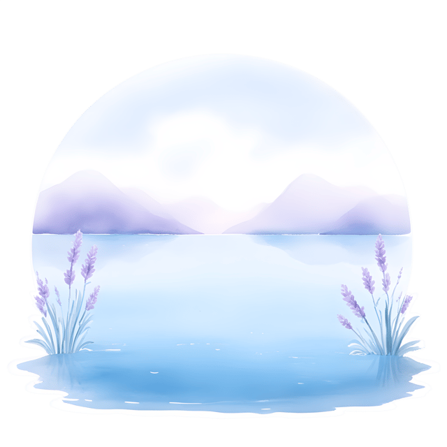 Free transparent PNG: Serene Water Landscape with Soft Lavender Hues - Transparent PNG Background for Artistic Use