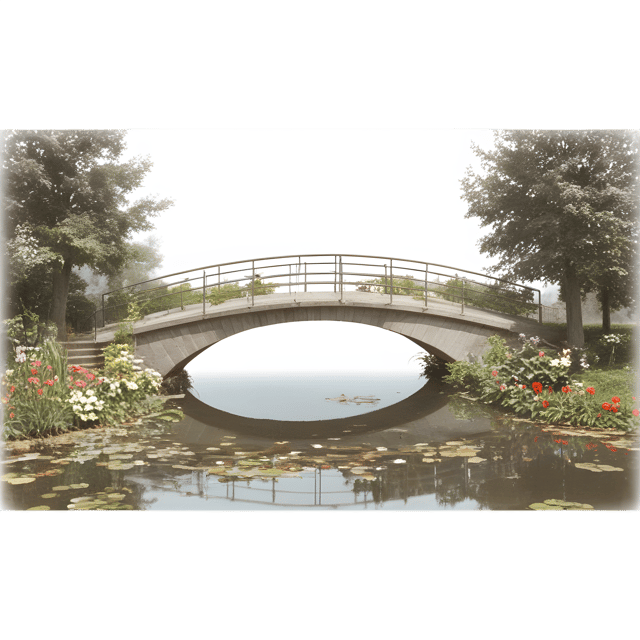 Free transparent PNG: Floral Bridge Over Pond PNG Image with Transparent Background