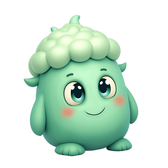 Free transparent PNG: Mint Green Monster PNG with Googly Eyes and Cotton Candy Hair