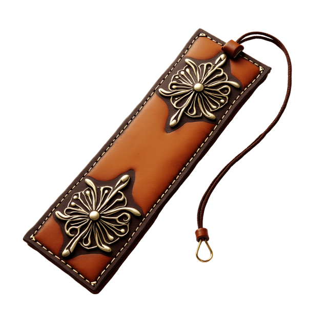 Free transparent PNG: Handcrafted Leather Bookmark with Metal Accents and Illustration Clipart