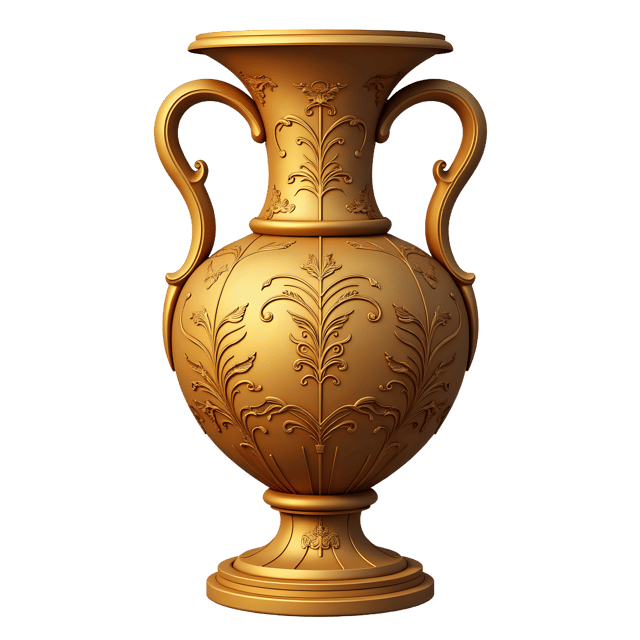 Free transparent PNG: Golden Antique Vase with Intricate Etching PNG