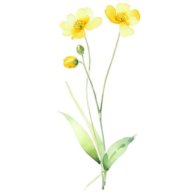 Free transparent PNG: Buttercup Flower Watercolor Illustration - Transparent PNG for Floral Designs & Artwork