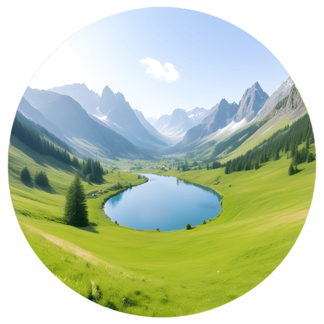 Free transparent PNG: Beautiful Landscapes in a Circle Transparent PNG for Artistic and Decorative Use