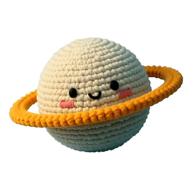 Free transparent PNG: Cuddly Saturn with Golden Rings in Soft Yarn Style PNG