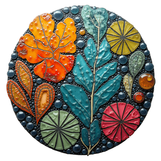 Free transparent PNG: Recycled Glass Mosaic Art with Vibrant Colors and Textured Designs