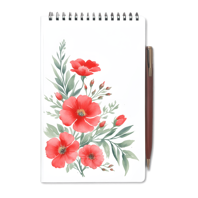 Free transparent PNG: Floral Notebook Transparent PNG Background Design for Creative Projects