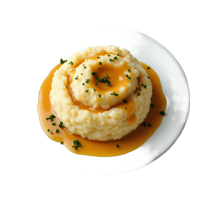 Free transparent PNG: Mashed Potatoes with Gravy PNG Clipart  Perfect for Comfort Food Themes and Designs