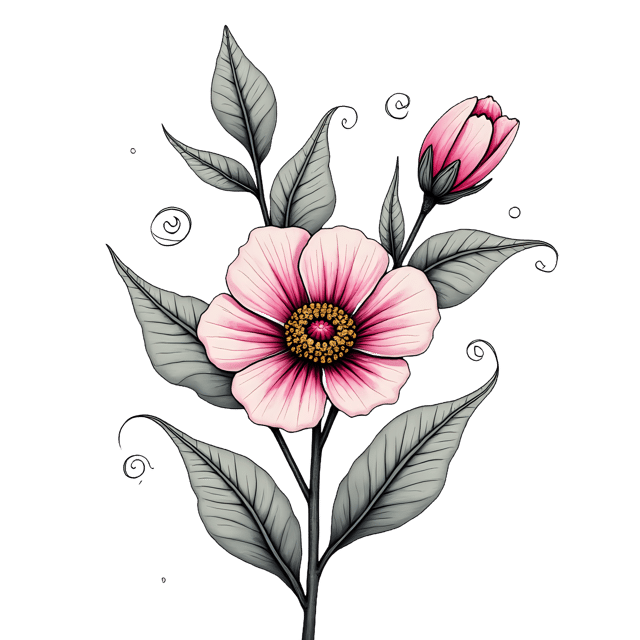 Free transparent PNG: Freehand Bloom with Swirly Leaves  Nature Clipart, free downloadable png