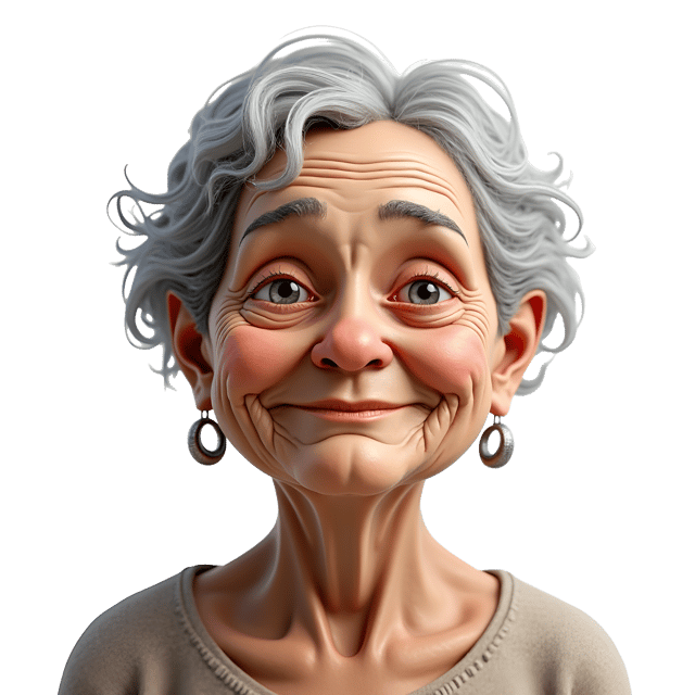 Free transparent PNG: Elderly Humanoid Woman Illustration with Wrinkled Skin and Kind Eyes