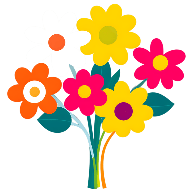 Free transparent PNG: Colorful Quirky Flower Bouquet PNG with Transparent Background for Creative Design