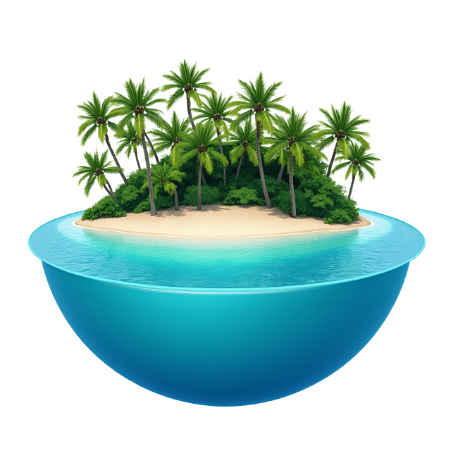 Free transparent PNG: Tropical Island with Palm Trees and Crystal-Clear Water PNG Design for