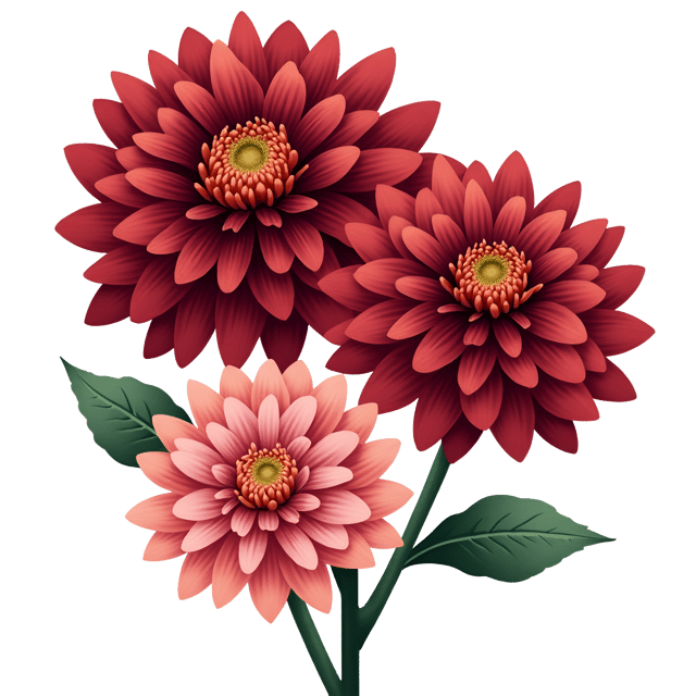 Free transparent PNG: Rich Burgundy Dahlia Flower PNG Illustration in Watercolor Style