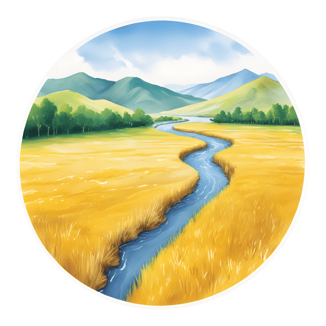 Free transparent PNG: Golden Wheat Fields with Rivers PNG Transparent Background