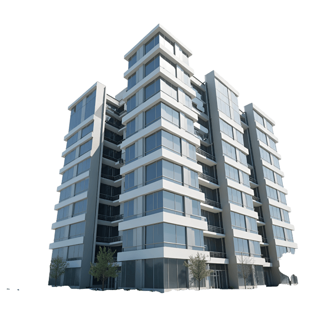 Free transparent PNG: Contemporary Steel-and-Concrete Structure with Geometric Patterns PNG