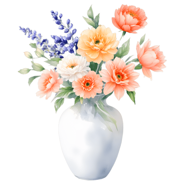 Free transparent PNG: Fresh Flowers in Full Bloom PNG Vase Design for Floral Art and Decor