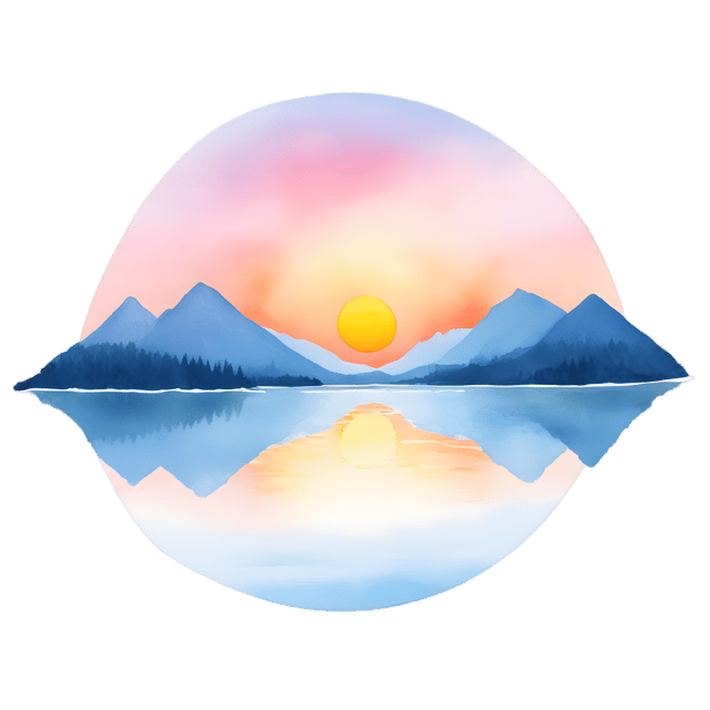 Free transparent PNG: Vibrant Sunrise over Serene Lake PNG for Nature and Landscape Imagery