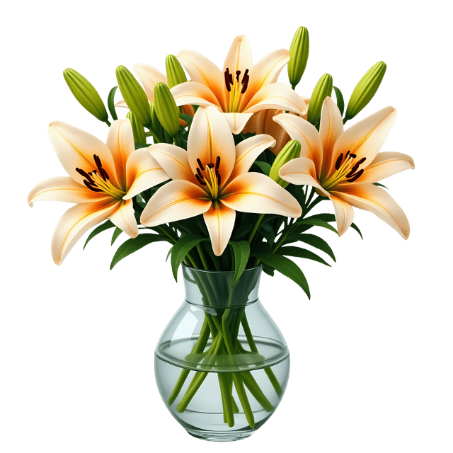 Free transparent PNG: Lovely Lilies in a Vase PNG with Transparent Background